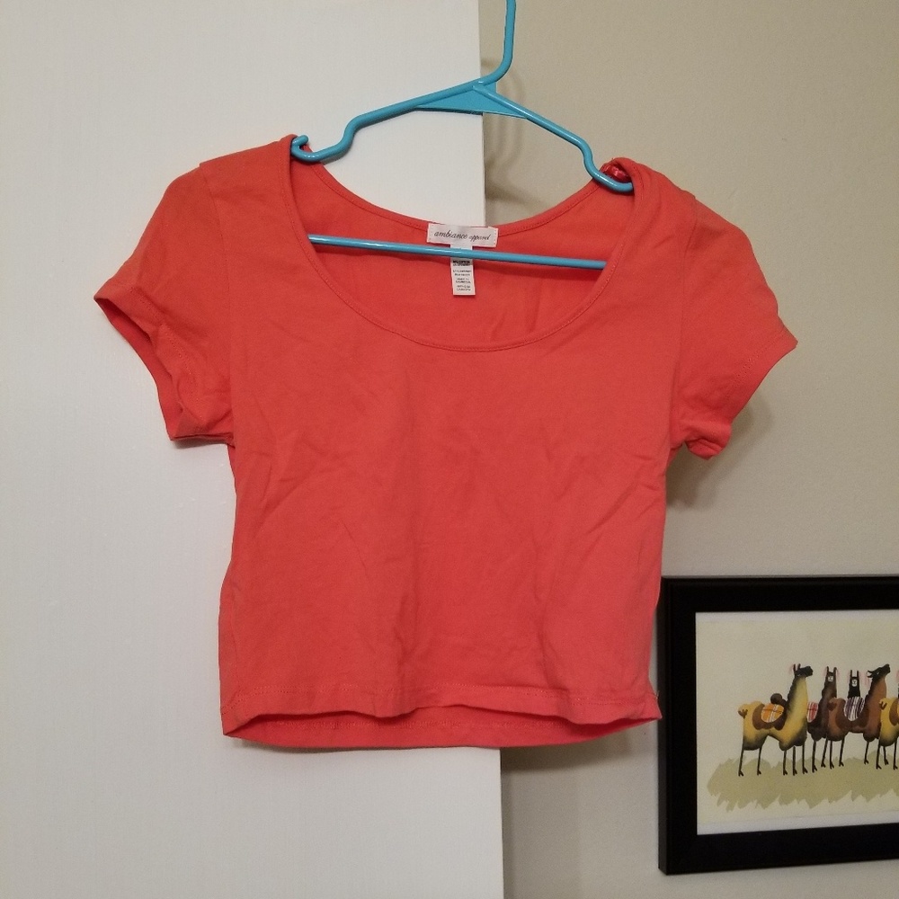 Coral orange pink crop top